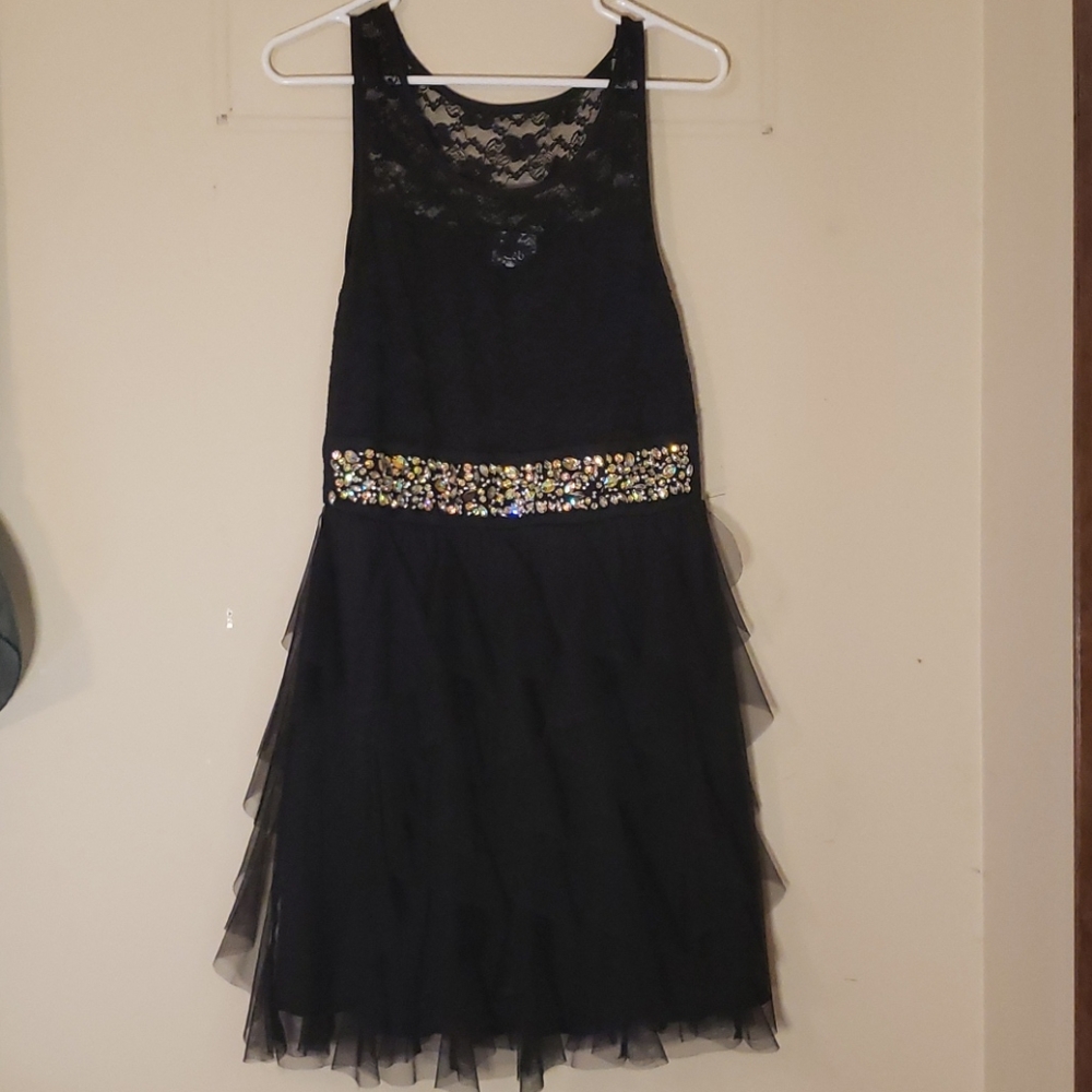 DEB Fancy Black Dress with Jewel Waist